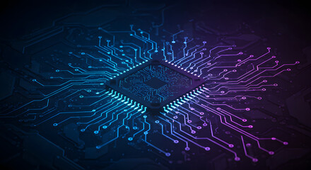 Futuristic Computer Chip and Circuit Board Design