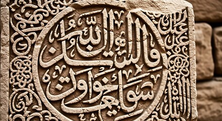 Intricate Arabic Calligraphy on Stone.