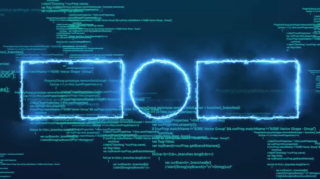 digital futuristic YouTube end screen outro animation with coding moving motion, overlay for technology and programming video