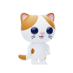 Cat Character with tongue sticking out 3D Illustration.