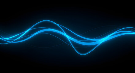 Abstract blue light wave on dark background