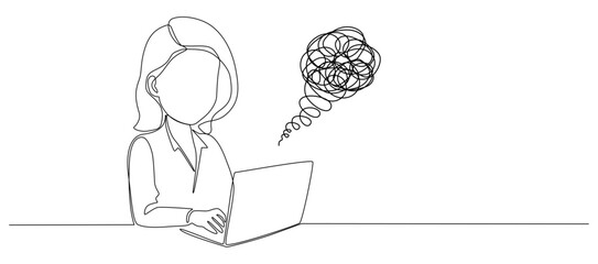 Burnout at work in one continuous line drawing.. Stress and fatigue concept eps 10