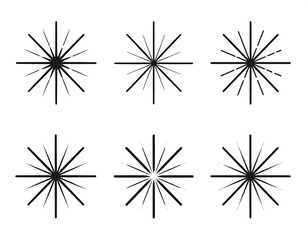 Six radiating lines graphic elements