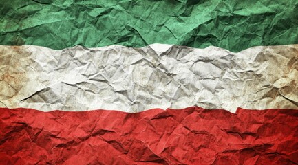 Crinkled tricolor green, white, red paper