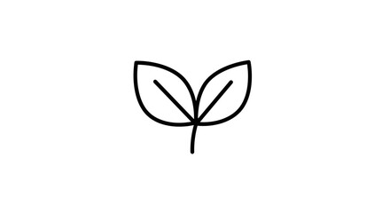 Simple minimalist illustration of two leaves sprouting from a single stem, showcasing natural growth.