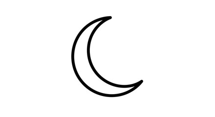 A simple, black outline of a crescent moon against a stark white background.