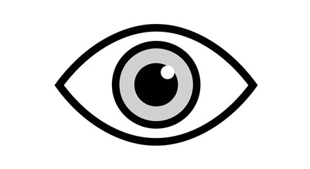 Simple graphic illustration of a human eye, showcasing the pupil, iris, and outline.
