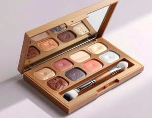 Beige eye-shadow palette with brush