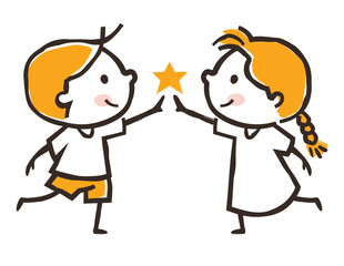 Boys and girls logo, crayon textured