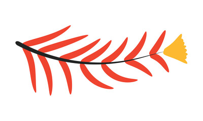 Obraz premium Orange Yellow Abstract Doodle Botanical Tree Leafy Floral Branch Petal Summer Spring Decorative Illustrator Art