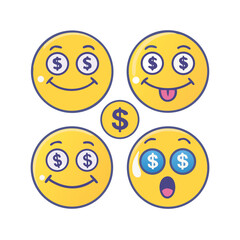 Fototapeta premium Diverse Cartoon Eye Expressions Collection Conveying Various Emotions and Financial Interest with Dollar Sign Symbols Included Showing a Variety of ... See More