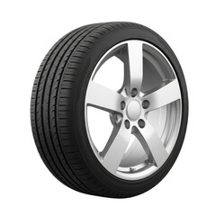 Obraz premium Sleek silver alloy wheel coupled with a precision engineered tire for superior performance