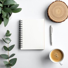 Clean top-down desk setup with objects