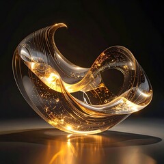 Clear fluid sculpture with gold shimmer