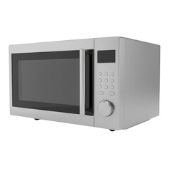 Modern microwave appliance, stainless steel finish, isolated for easy integration into various