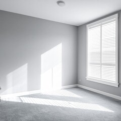 Bright, gray room with window sunlight