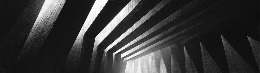 Abstract architectural perspective with light and shadow black and white design