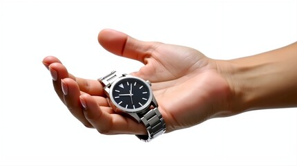 watch in man hand isolated on white