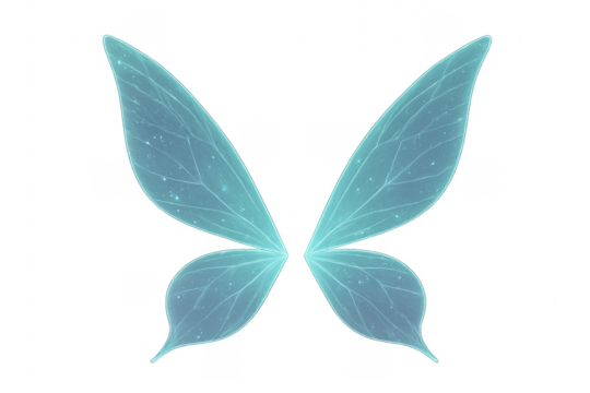 Glowing blue fairy wings with transparent background