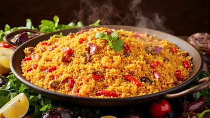 Fototapeta premium CouscousWithVegetablesInPan
