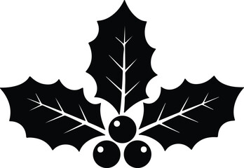 Vector silhouette holly berry sprig Christmas plant illustration © Golshan Ara Monny