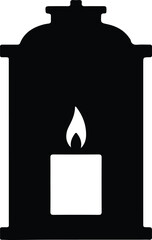 Vector silhouette lantern with candle flame simple design illustration