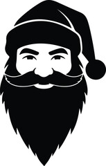 Vector silhouette of Santa Claus head wearing hat illustration