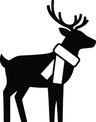 Vector silhouette reindeer wearing a scarf christmas season illustration
