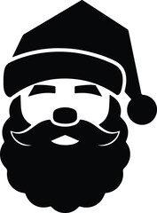 Vector silhouette Santa Claus face minimal design illustration