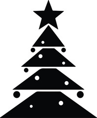 Vector silhouette simple geometric Christmas tree with star illustration