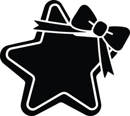 Vector silhouette star shape with ribbon bow decoration illustration