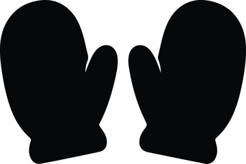 Vector silhouette two mittens winter accessory illustration