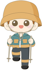 등산하는 귀여운 남자 캐릭터