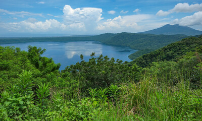 Catarina, Nicaragua - October 2, 2025: View of Apoyo Lagoon from the Catarina Lookout, Nicaragua.