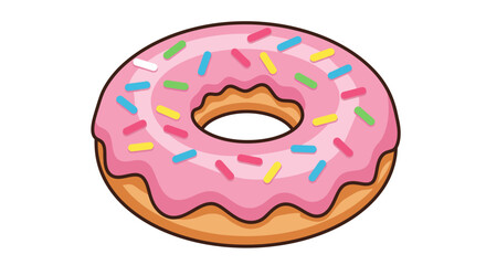 Pink Frosted Donut with Sprinkles A Sweet Treat Illustration