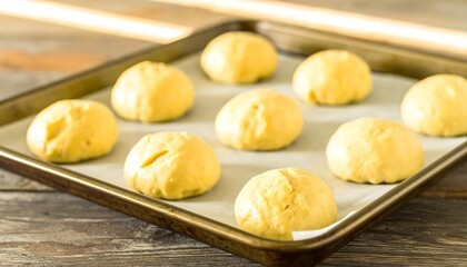 Dough balls on a sheet