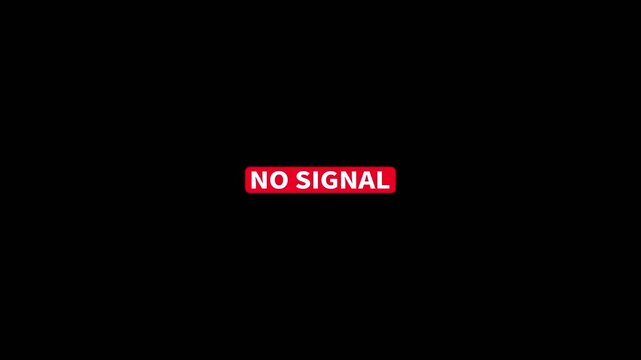 Red NOSIGNAL text on black background with white border no signal television