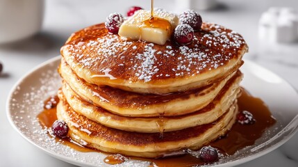 stack of pancakes with syrup