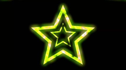 Glowing yellow star outlines on black background Keywords: star, yellow, glowing, neon, light, outline, shape, geometric, abstract, background, dark, modern, design, graphic, celebration, award