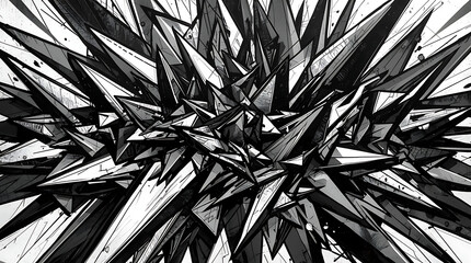 Abstract lines and shapes forming a chaotic, aggressive pattern of sharp spikes.
