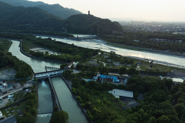 Aerial view of landscape in dujiangyan, Sichuan province,China