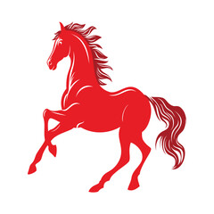 Illustration of red horse standing pose