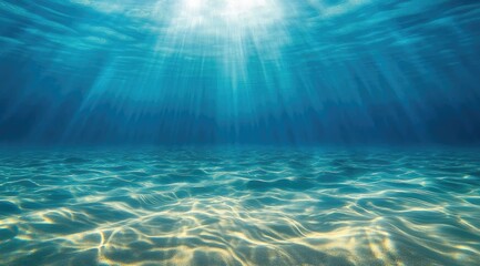 Underwater light rays in blue water