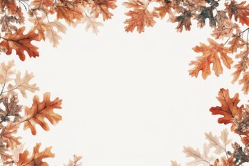Brown leaves border a white space