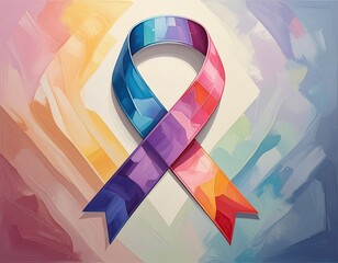 Vibrant ribbon artwork in rainbow hues