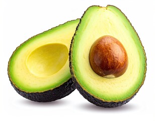 Sliced avocado halves, seed visible