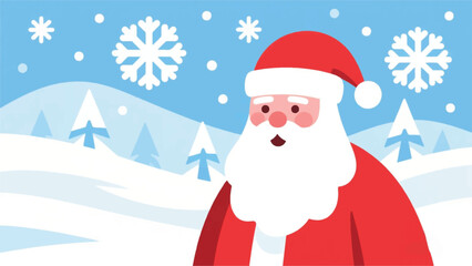 Old Man Santa Claus in Snow Illustrator Artwork Banner Background Design Template 