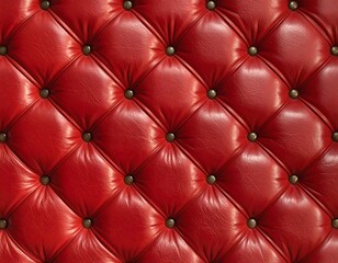 Fototapeta premium Close-up of a Red Leather Upholstery with Button Details for Texture