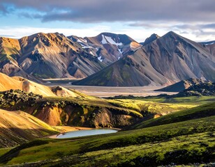 Icelandic Mountain Landscape at Sunrise.