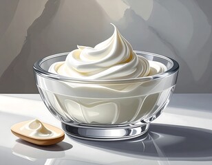 Creamy Whipped Topping in Glass Bowl.